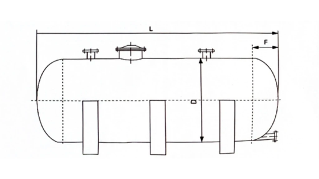 GRP horizontal tank technical drawing GRP horizontal tank technical drawing